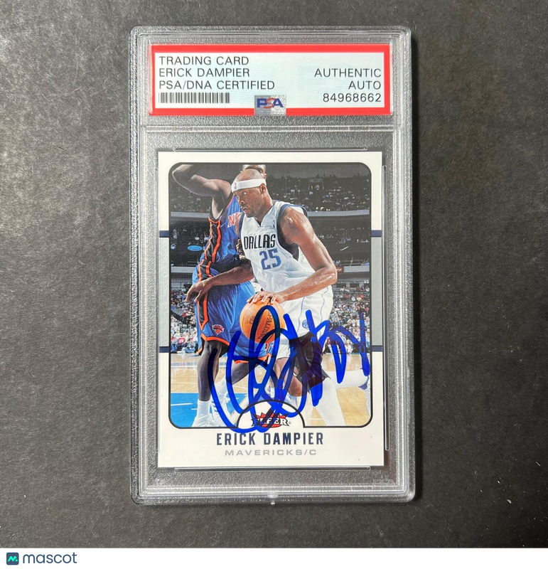 2006-07 Fleer #25 ERICK DAMPIER Signed Card AUTO PSA Slabbed Dallas Mavericks