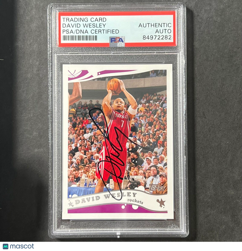 2005 Topps #92 David Wesley Signed Card AUTO PSA Slabbed Rockets