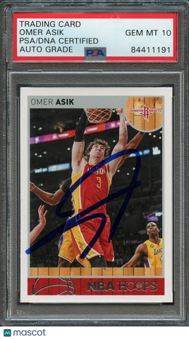 2013-14 NBA Hoops #84 Omer Asik Signed Card AUTO 10 PSA/DNA Slabbed Rockets