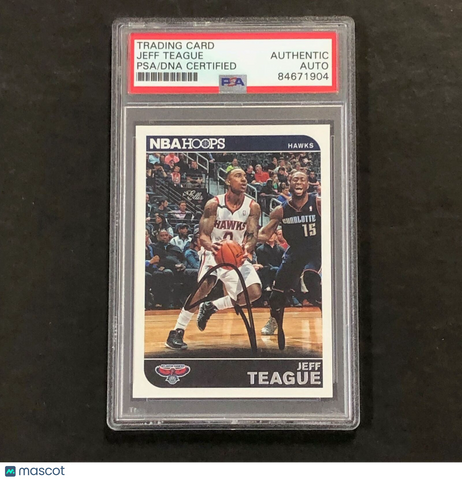 2014-15 Panini NBA Hoops #21 Jeff Teague Signed Card PSA Slabbed Hawks