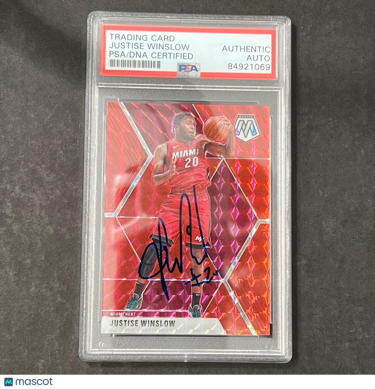 2019-20 Panini Mosaic #140 Justise Winslow Signed Card AUTO PSA/DNA Slabbed Heat