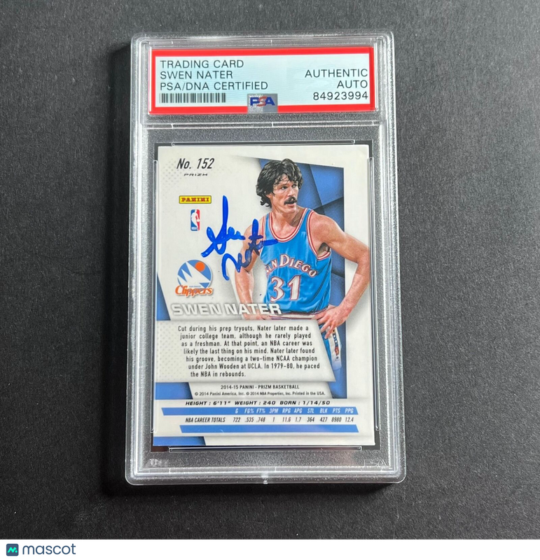 2014-15 Panini Prizm #152 Swen Nater Signed Card AUTO PSA Slabbed Clippers