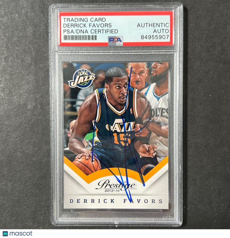2013-14 Panini Prestige #20 Derrick Favors Signed Card AUTO PSA Slabbed Jazz