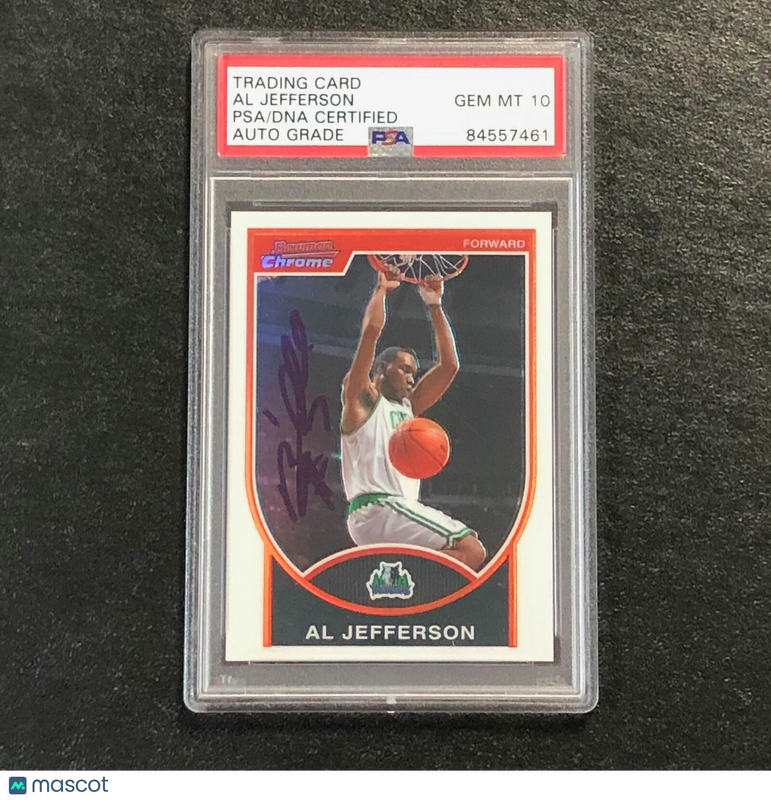 2007-08 Bowman Chrome #25 Al Jefferson Signed Card AUTO 10 PSA Slabbed Timberwol