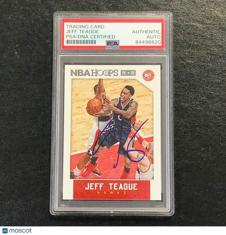 2015-16 NBA Hoops #73 Jeff Teague Signed Card AUTO PSA Slabbed Hawks