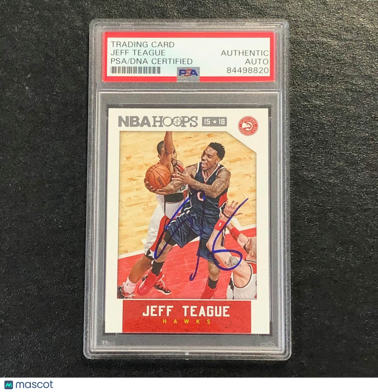 2015-16 NBA Hoops #73 Jeff Teague Signed Card AUTO PSA Slabbed Hawks