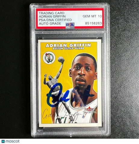 2000-01 Fleer #176 Adrian Griffin Signed Card AUTO 10 PSA Slabbed Celtics