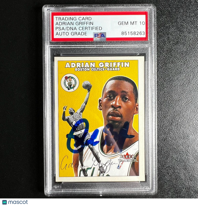 2000-01 Fleer #176 Adrian Griffin Signed Card AUTO 10 PSA Slabbed Celtics