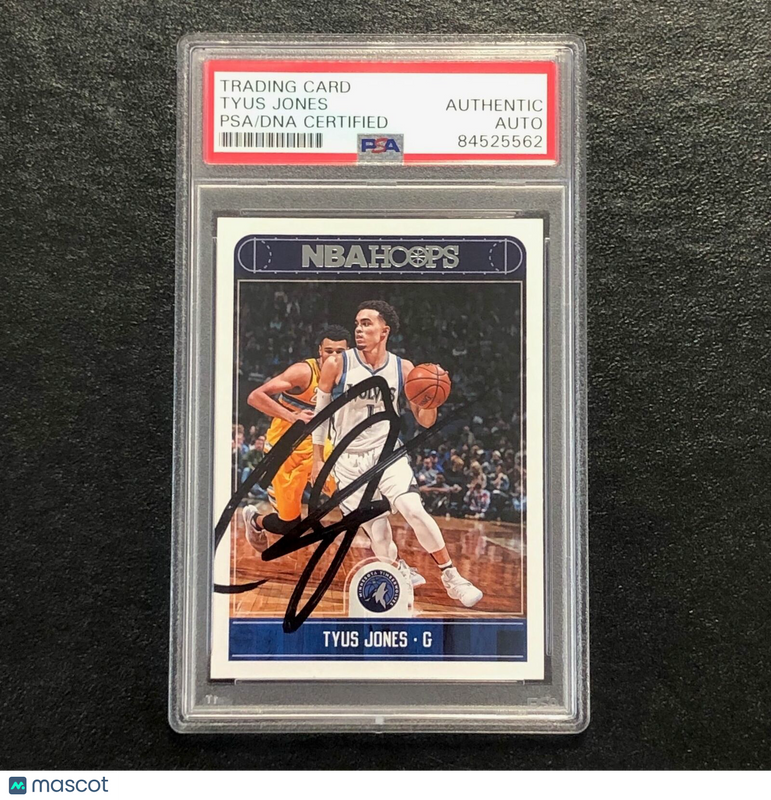 2017-18 NBA Hoops #223 Tyus Jones Signed Card AUTO PSA Slabbed Minnesota Timberw