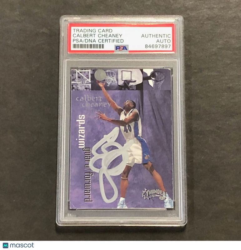 1998-99 Skybox Thunder #68 Calbert Cheaney Signed Card PSA Slabbed Wizards