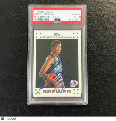 2007-08 Topps #7 Corey Brewer Signed Card AUTO PSA Slabbed RC Timberwolves