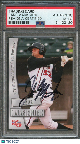 2011 Lansing Lugnuts Card Jake Marisnick Signed Card PSA Slabbed Auto Padres