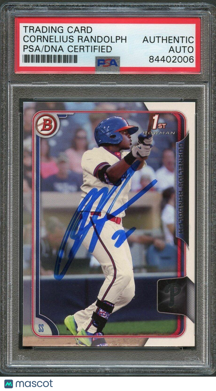 2015 Bowman Draft #66 Cornelius Randolph Signed Card PSA Slabbed Auto Phillies