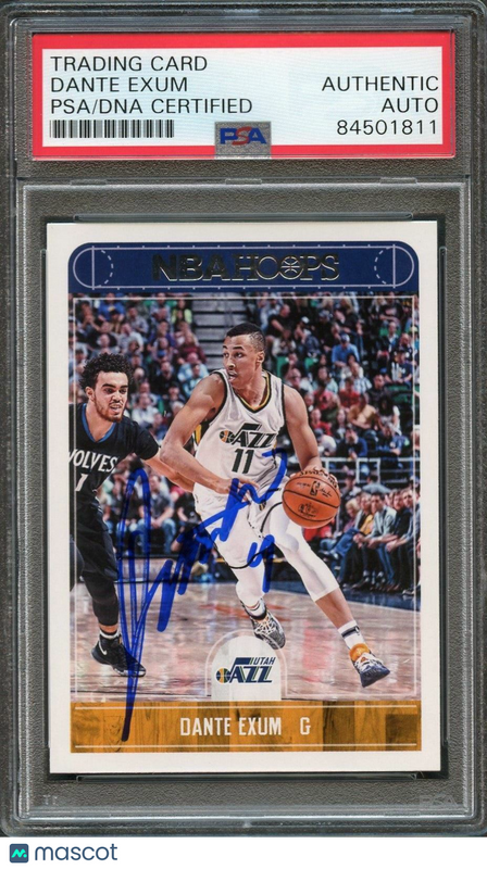 2017-18 NBA Hoops #85 Dante Exum Signed Card AUTO PSA Slabbed Jazz