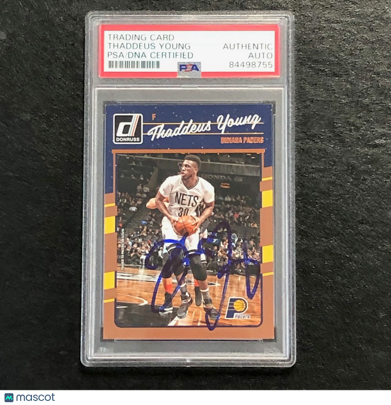 2016-17 Donruss #96 Thaddeus Young Signed Card AUTO PSA Slabbed Pacers