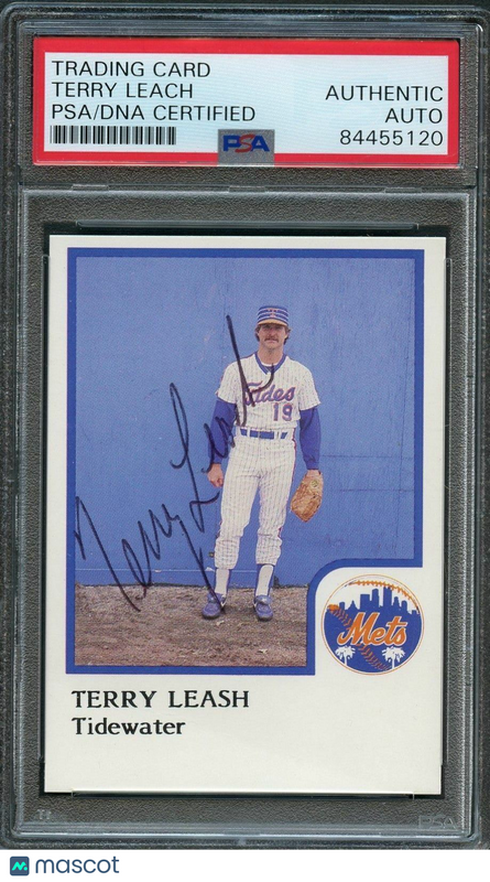 1986 Tidewater Tides ProCards #15 Terry Leach Signed Card PSA Slabbed Auto Mets
