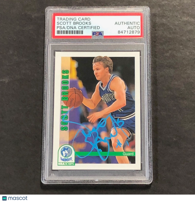 1991-92 NBA Hoops SKYBOX #135 Scott Brooks Signed Card AUTO PSA Slabbed Timberwo