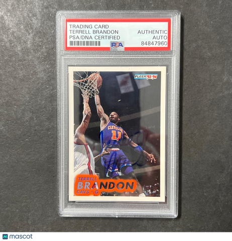 1993-94 Fleer #39 Terrell Brandon Signed Card AUTO 10 PSA/DNA Slabbed Cavaliers