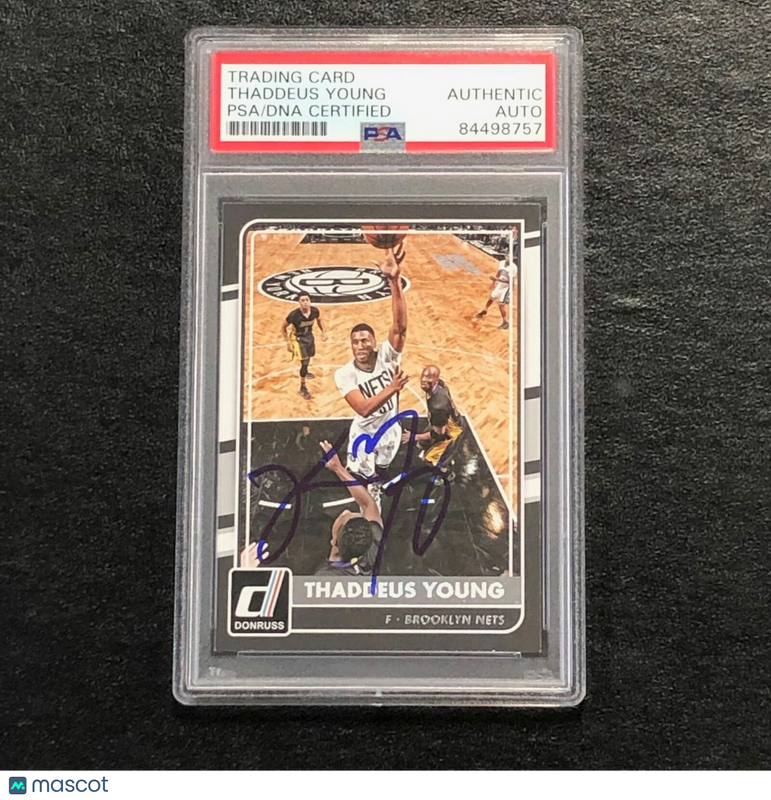 2015-16 Donruss #88 Thaddeus Young Signed Card AUTO PSA Slabbed Nets