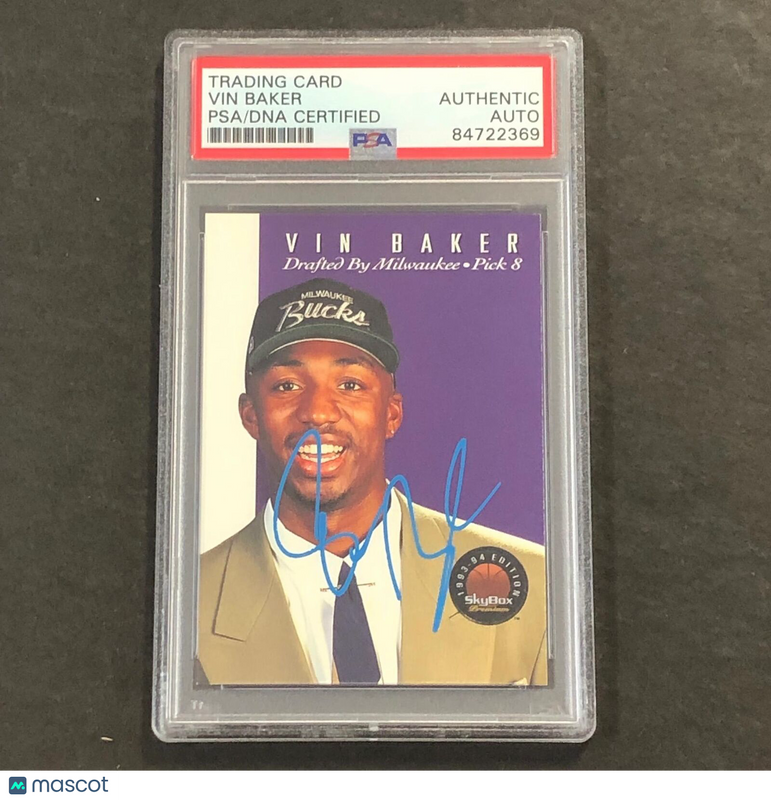 1993 Skybox #DP8 Vin Baker Signed Card PSA/DNA Slabbed Bucks