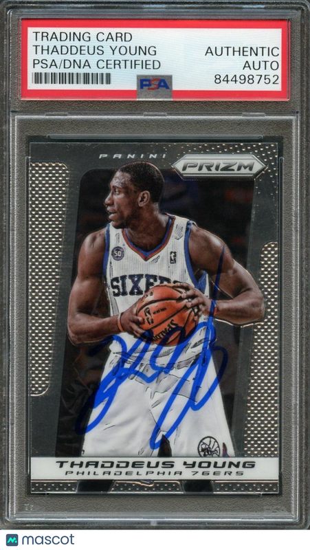 2013-14 Panini Prizm #187 Thaddeus Young Signed Card AUTO PSA Slabbed 76ers