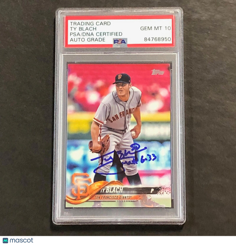 2018 Topps #165 Ty Blach signed card PSA Auto 10 Slabbed Giants