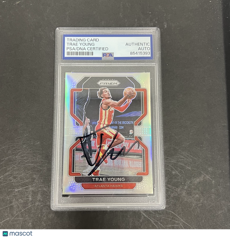 Trae Young 2021-22 Panini Prizm Basketball#26 Signed Card PSA Autographed