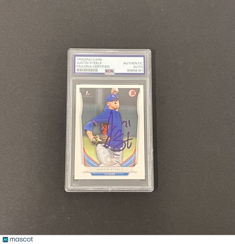 2014 Topps 1st Bowman#DP120 Justin Steele Signed Card Auto PSA Slabbed Cubs