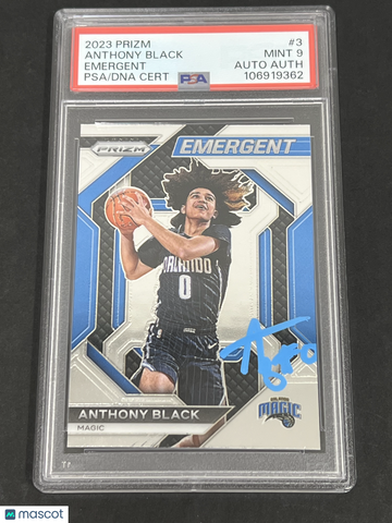 2023 Panini Prizm Emergent #3 Anthony Black signed card PSA 9 Auto A Magic