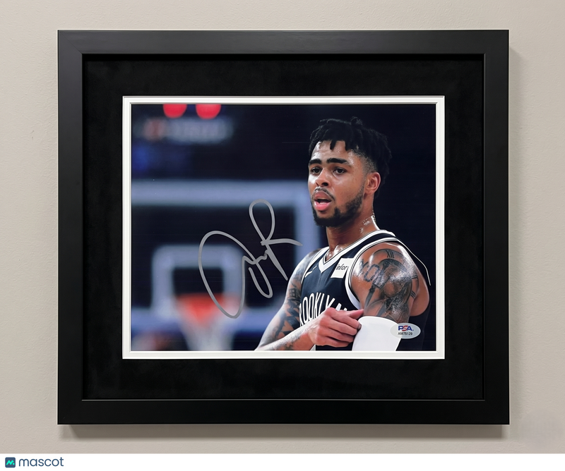 D'Angelo Russell Brooklyn Nets Signed Basketball 8x10 Custom Framed Photo PSA