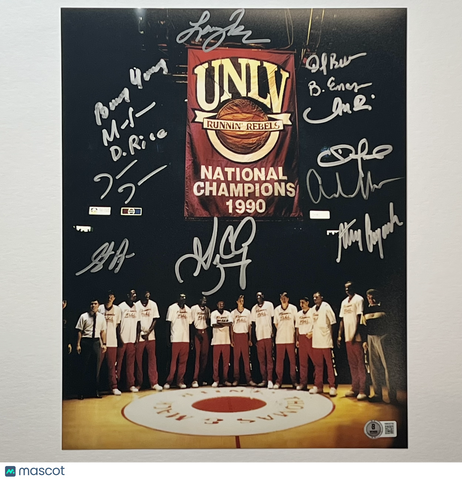 1990 UNLV Runnin' Rebels NCAA National Championship Team UNLV Rebels Signed Basketball 8x10 Photo BAS