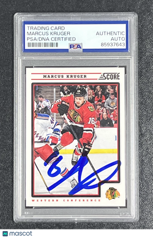 2012–13 Panini Score Hockey #128 Marcus Kruger Signed Card Auto PSA Slabbed Blac