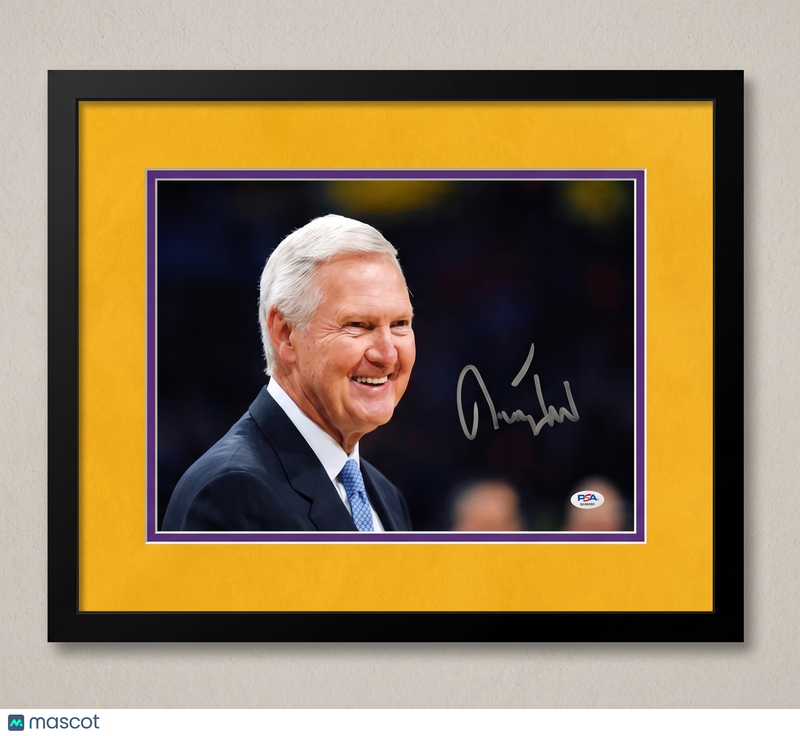 Jerry West Los Angeles Lakers Signed Basketball 12x18 Custom Framed Photo PSA