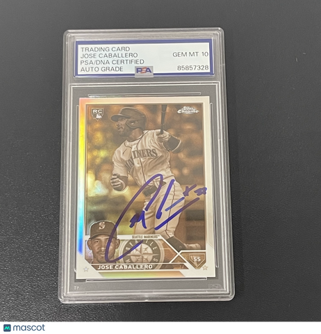 2023 Topps Chrome#USC40 Jose Caballero Signed Card Auto 10 PSA Slabbed Mariners