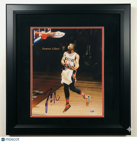 Damian Lillard Portland Trail Blazers Signed 11x14 Custom Framed Photo PSA