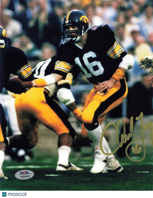 Chuck Long Signed Iowa Hawkeyes Football 8x10 Photo PSA Autographed