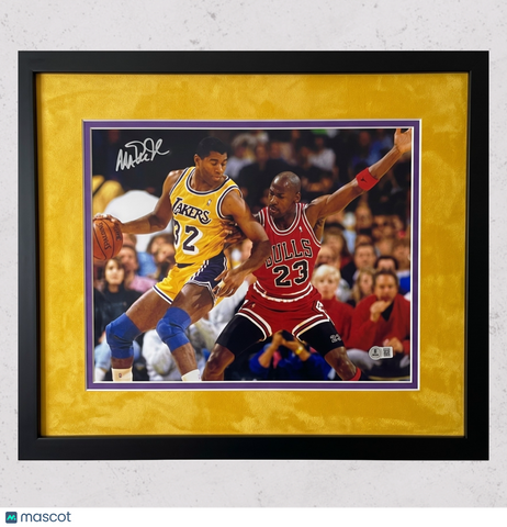 Magic Johnson Los Angeles Lakers Signed Basketball 11x14 Custom Framed Photo BAS
