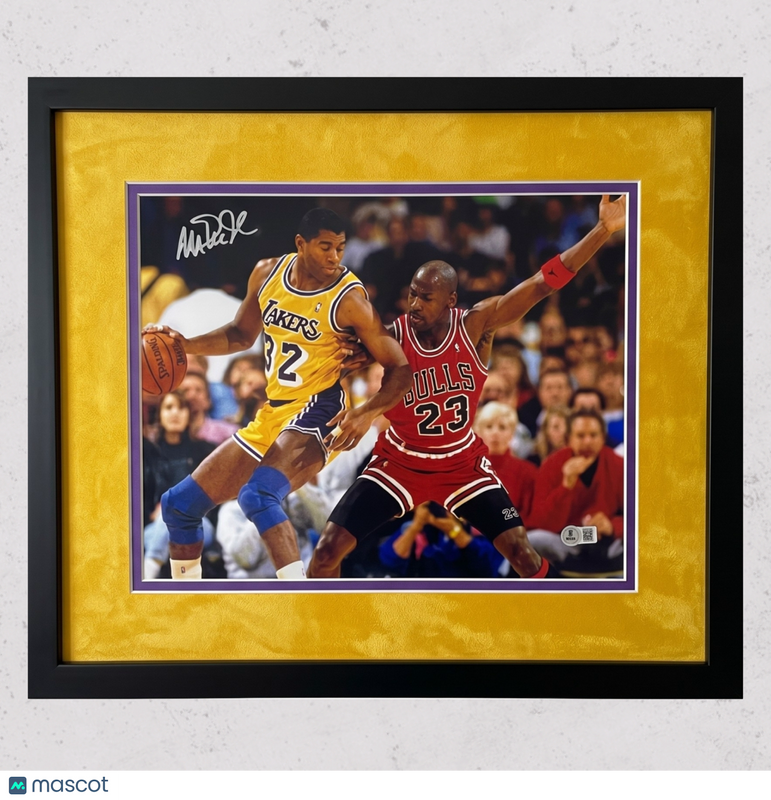 Magic Johnson Los Angeles Lakers Signed Basketball 11x14 Custom Framed Photo BAS