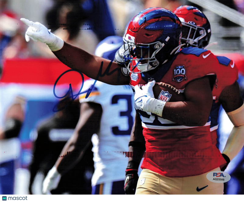 Darius Muasau Signed New York Giants Football 8x10 Photo PSA Autographed