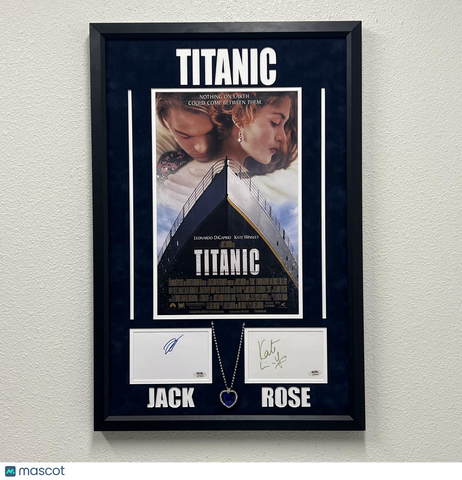 Leonardo DiCaprio and Kate Winslet Signed Custom Framed Titanic Poster PSA Auth