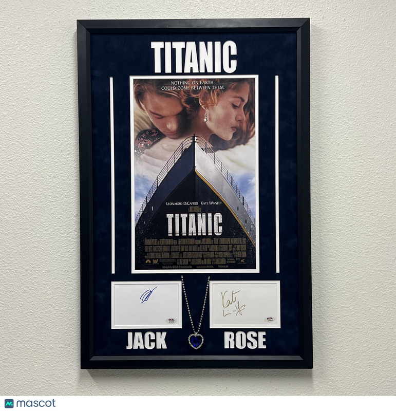 Leonardo DiCaprio and Kate Winslet Signed Custom Framed Titanic Poster PSA Auth