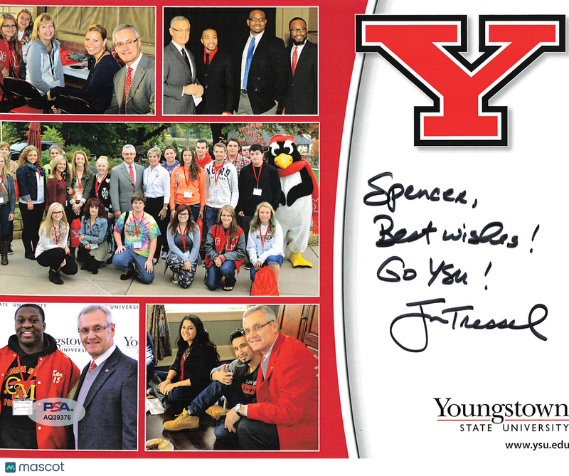 Jim Tressel Signed Youngstown State Penguins Football 8x10 Photo PSA Autographed