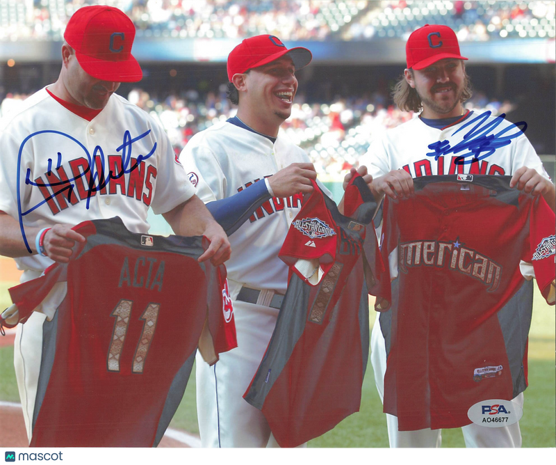 Manny Acta and Chris Perez Cleveland Indians Signed 8x10 Photo PSA
