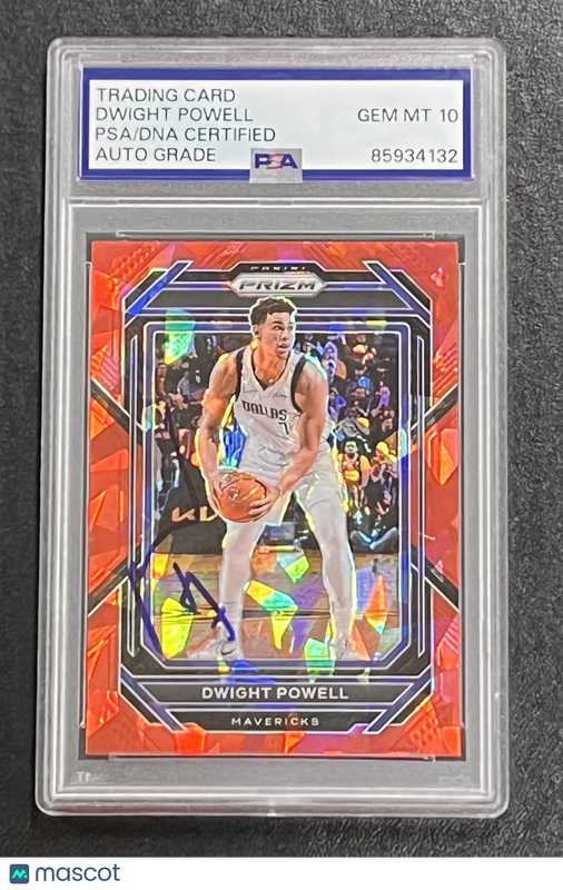2022-23 Panini Prizm#187 Dwight Powell Signed Card PSA Auto 10 Slabbed Mavericks