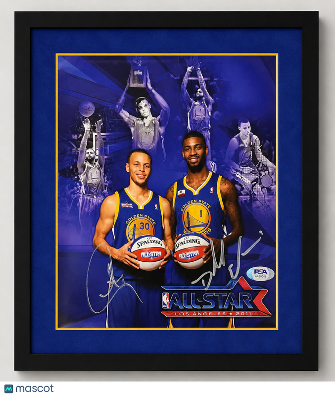 Steph Curry and Dorell Wright Golden State Signed 8x10 Custom Framed Photo PSA