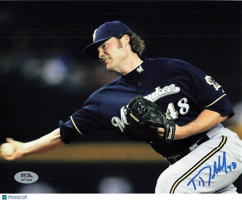 Tim Dillard Milwaukee Brewers Signed 8x10 Photo PSA