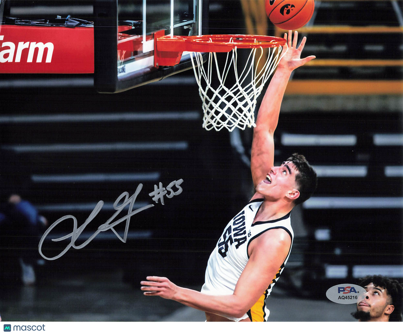 Luka Garza Iowa Hawkeyes Signed Basketball 8x10 Photo PSA