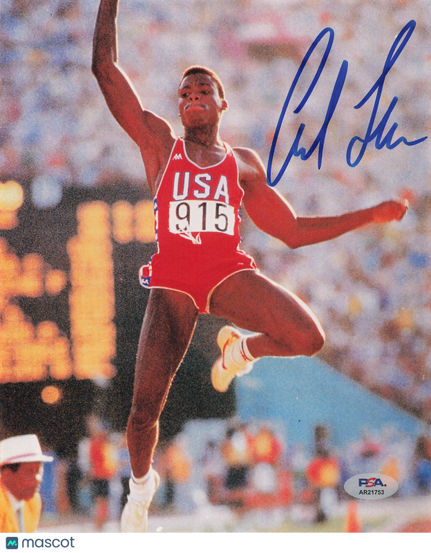 Carl Lewis Team USA Signed 1984 Summer Olympics Track and Field 8x10 Photo PSA