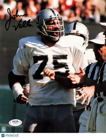 John Vella Signed Oakland Raiders Football 8x10 Photo PSA Autographed