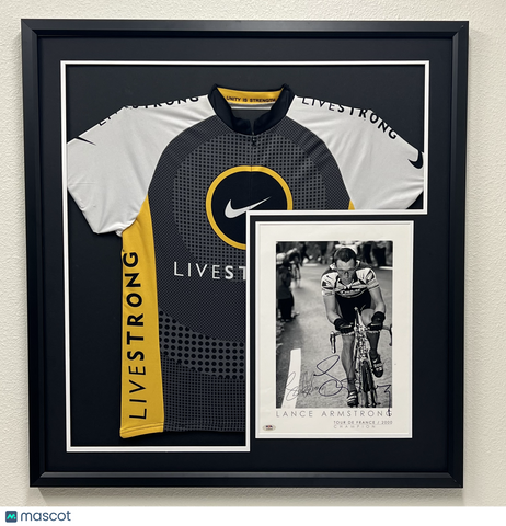 Lance Armstrong Custom Framed Jersey Display with Signed Poster PSA Authentic